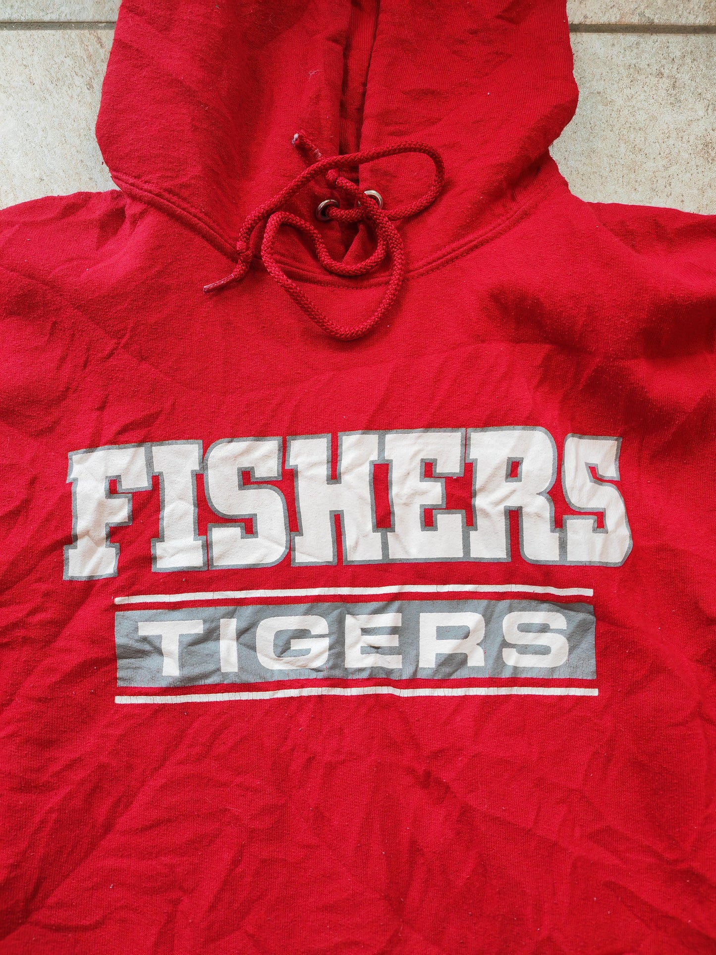Jerzees Fishers Tigers High School Pullover Hoodie, Red, Size Small