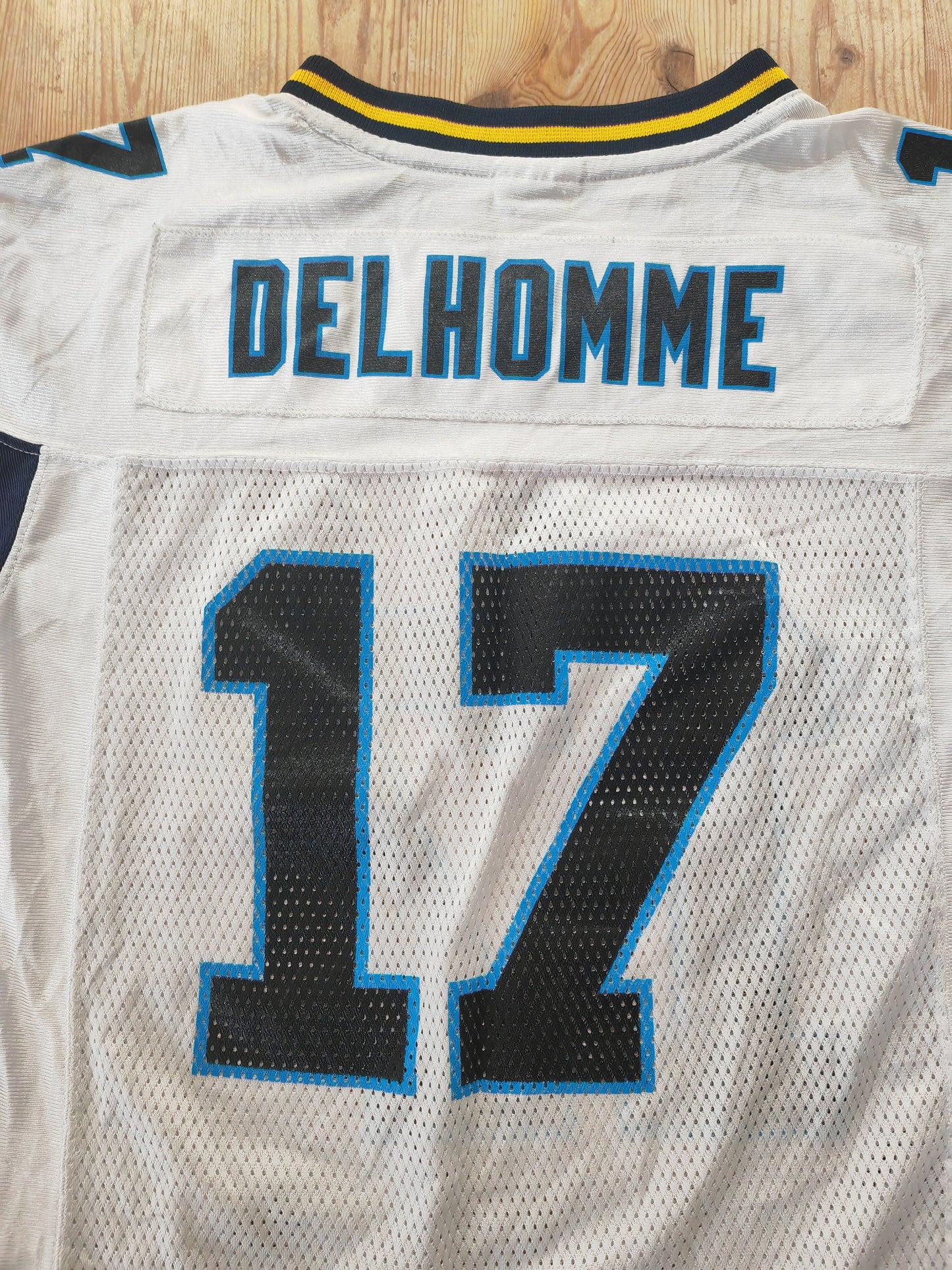 Youth Reebok Carolina Panthers NFL Super Bowl Jersey, #17 Delhomme, Auto,Size YM