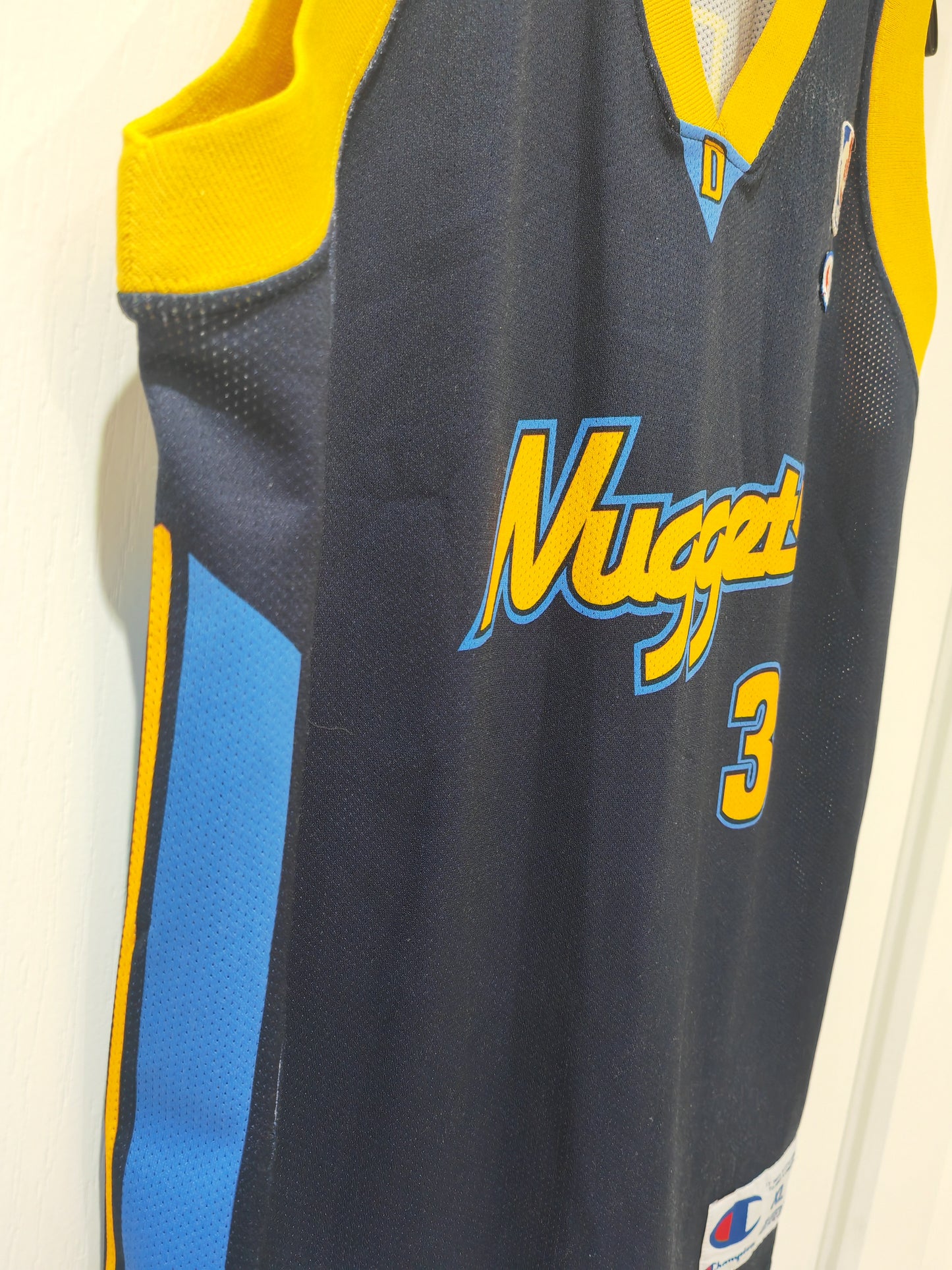 Youth Champion Denver Nuggets NBA Jersey, #3 Iverson, Navy Blue, Size Youth XL