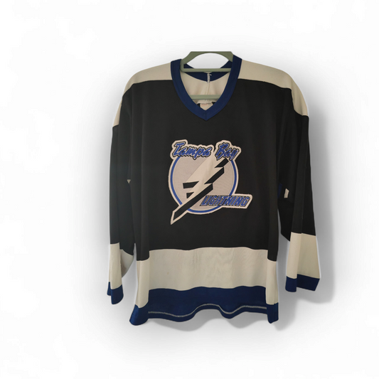 CCM Tampa Bay Lightning NHL Hockey Jersey, Black, Size Small