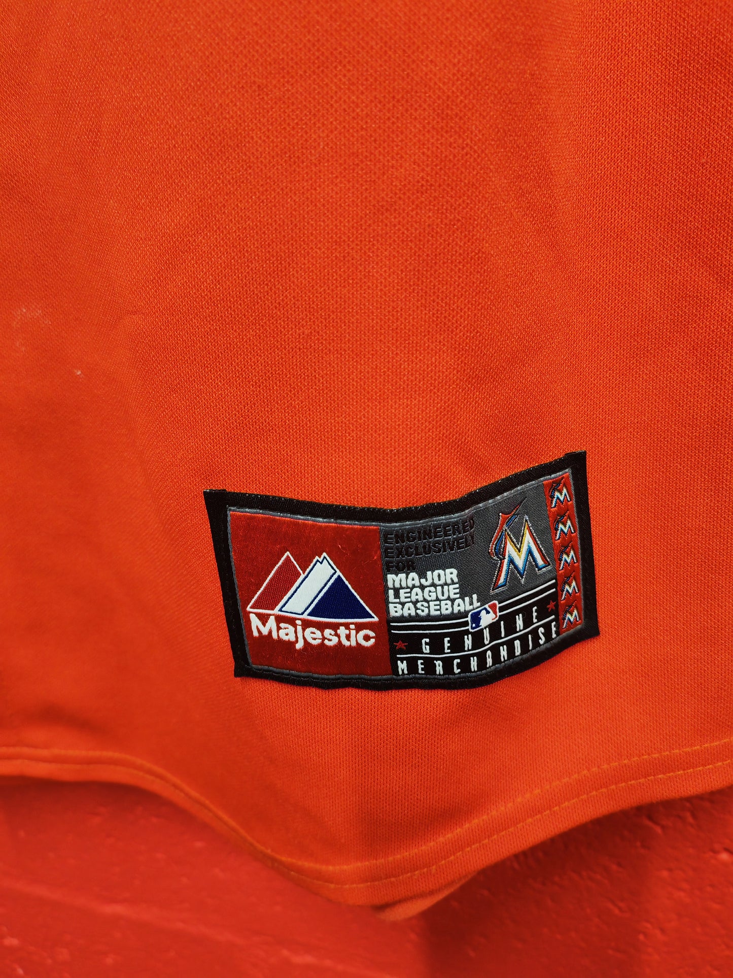 Majestic Miami Marlins MLB Baseball Jersey, #2 Ramirez, Orange, Size Large