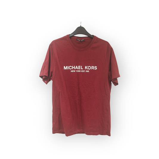 Michael Kors Short Sleeve T Shirt, Burgundy, Size Large