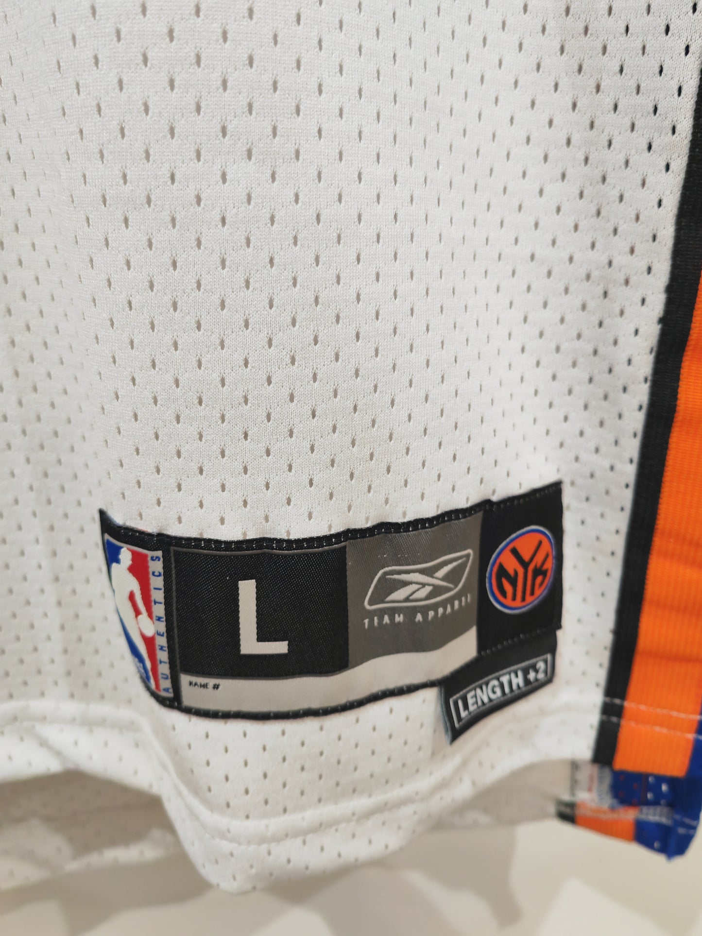Reebok New York Knicks NBA Jersey, #3 Marbury, White, Size Large +2 Length