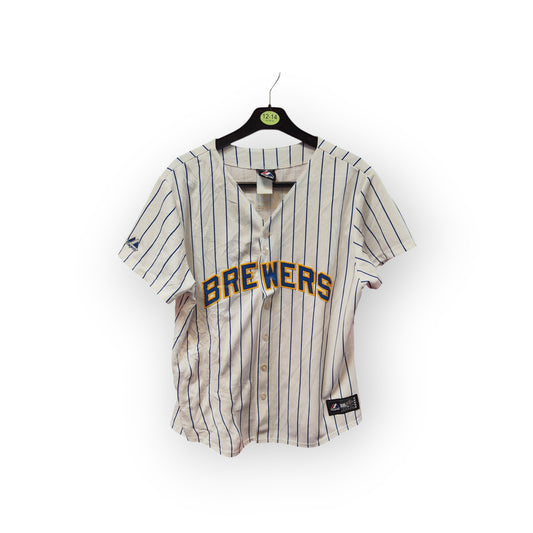 Women's Majestic Milwaukee Brewers MLB Jersey, #8 Braun, White, Size L/XL