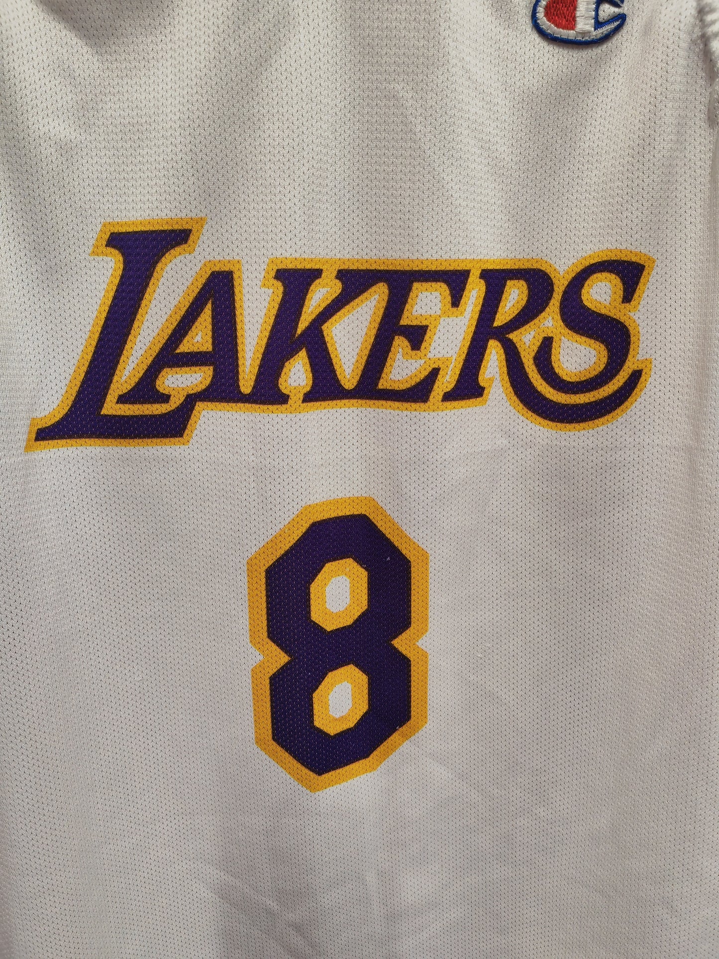 Champion Los Angeles Lakers NBA Jersey, #8 Bryant, White, Size Large