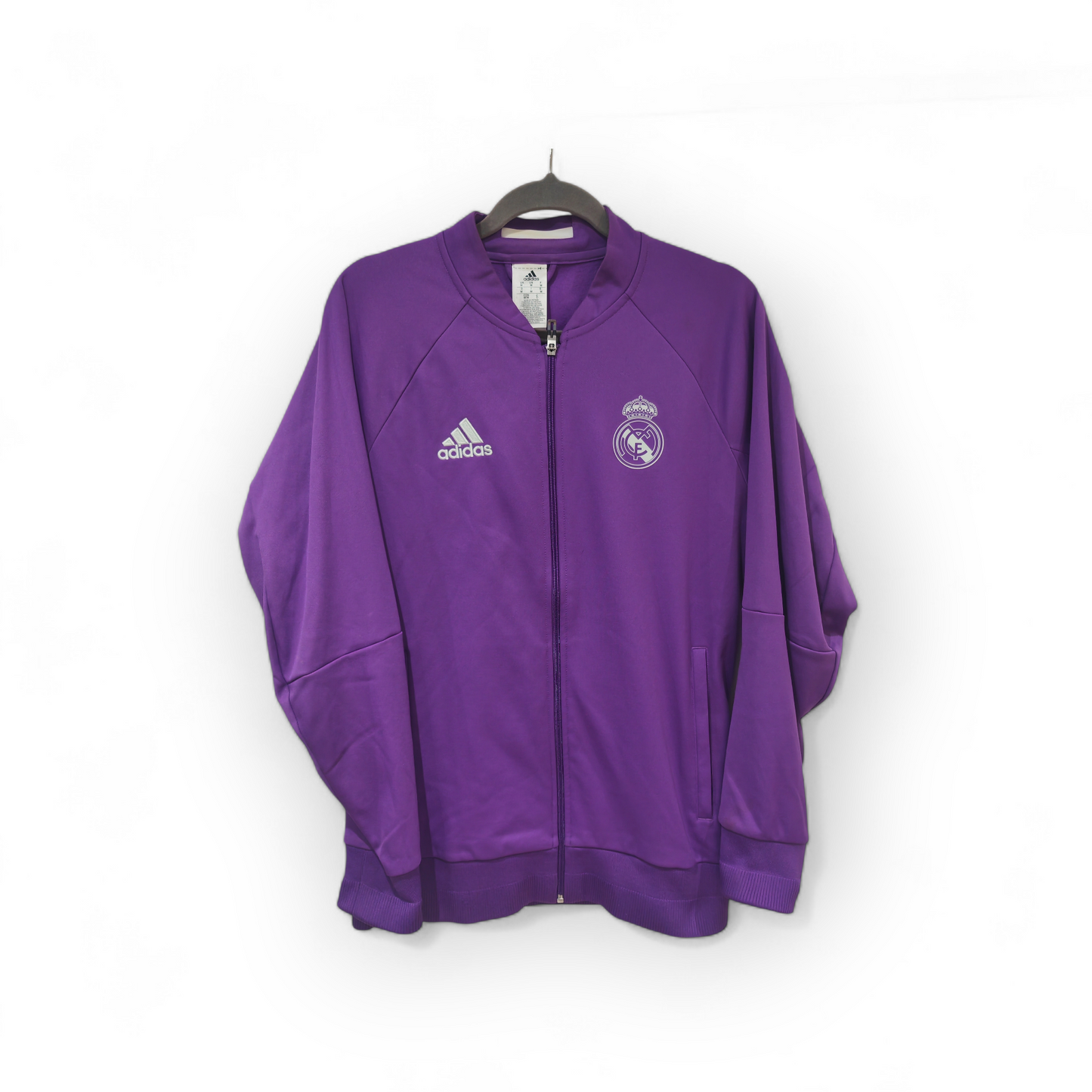 Adidas Real Madrid Full Zip Tracksuit Top, Purple, Size Medium