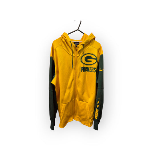 Nike Green Bay Packers Full Zip NFL Hoodie, Yellow/Green, Size Large