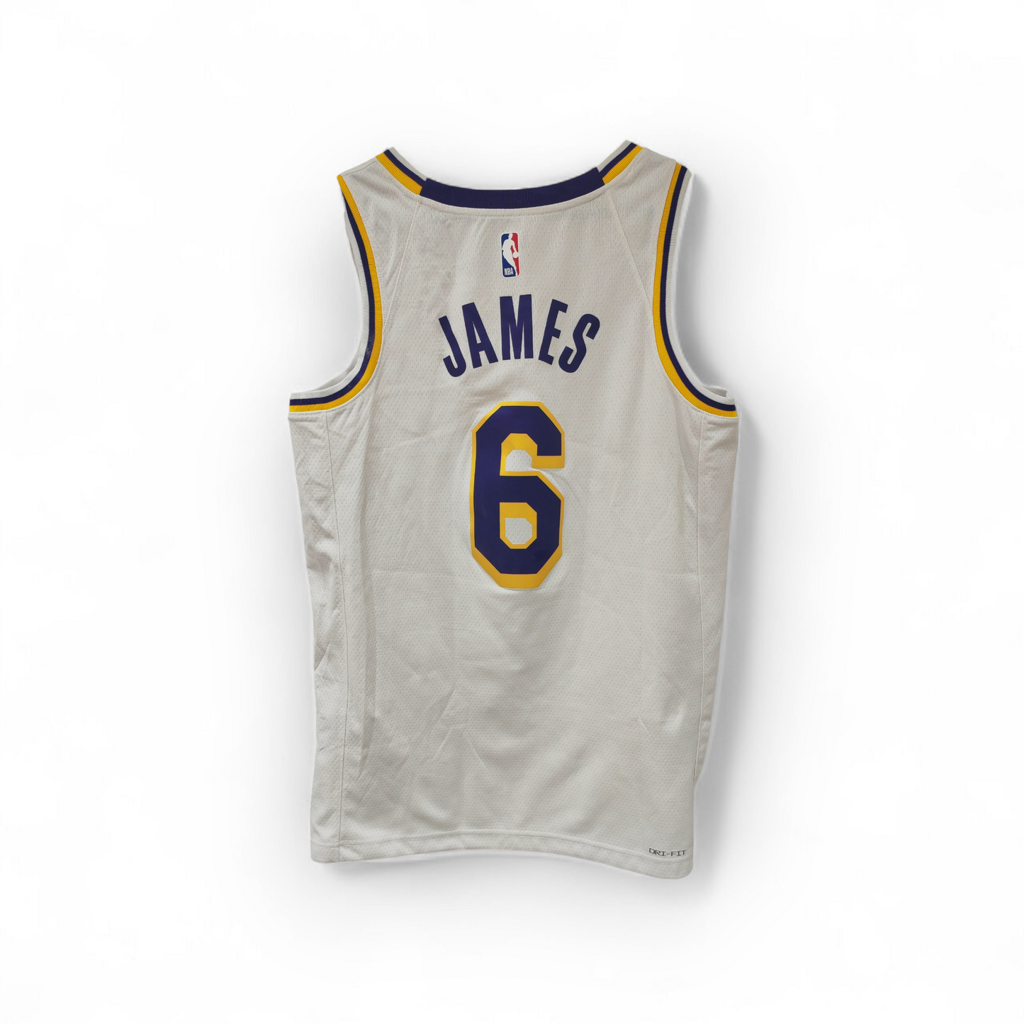Nike Los Angeles Lakers Association Edition Jersey, #6 James, White, Size Medium