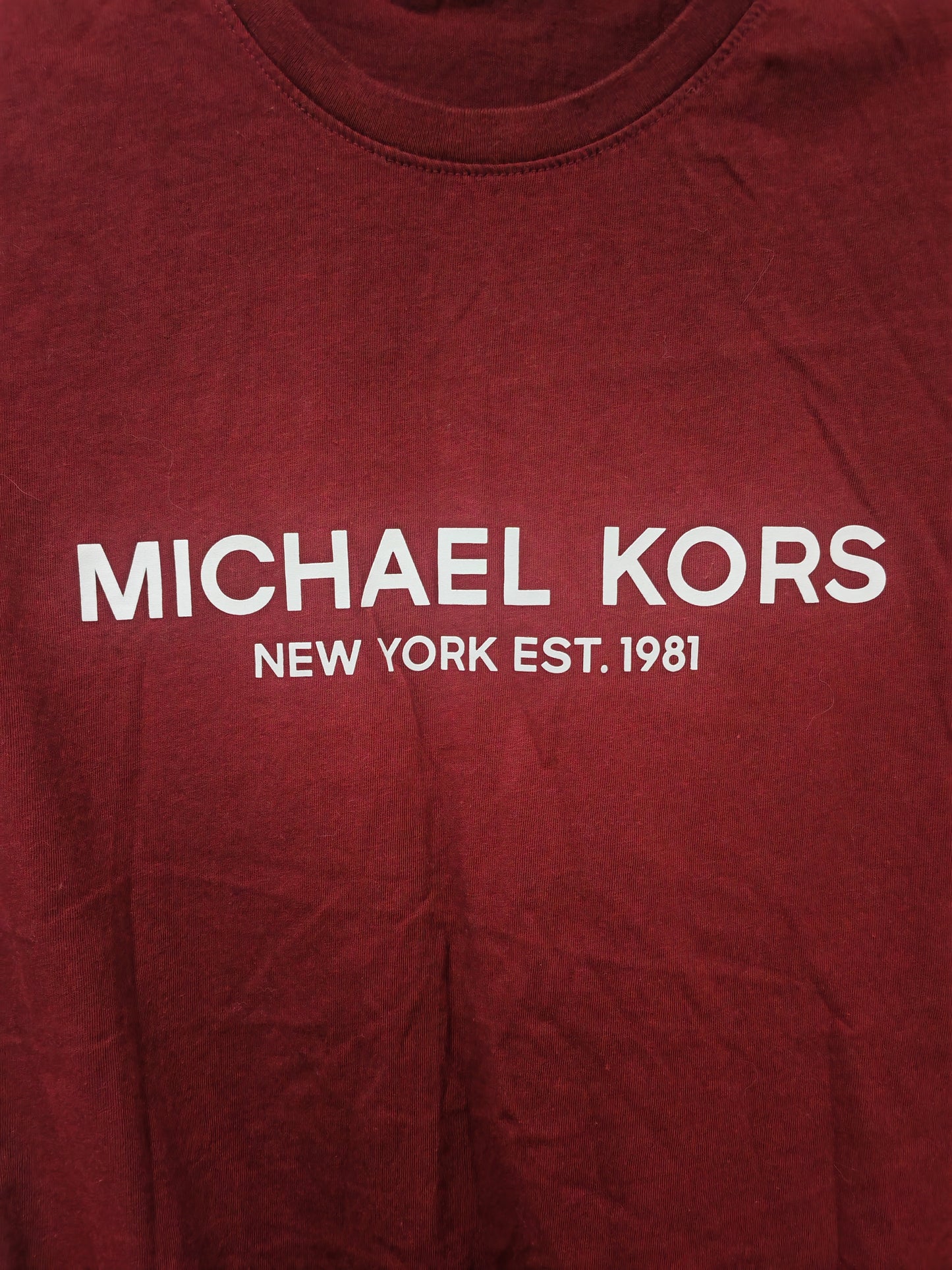 Michael Kors Short Sleeve T Shirt, Burgundy, Size Large