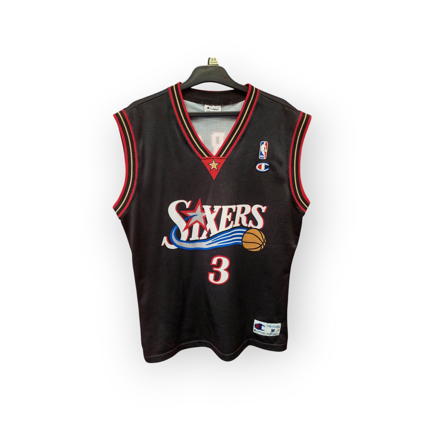 Champion Philadelphia 76ers NBA Jersey, #3 Iverson, Black, Size Medium
