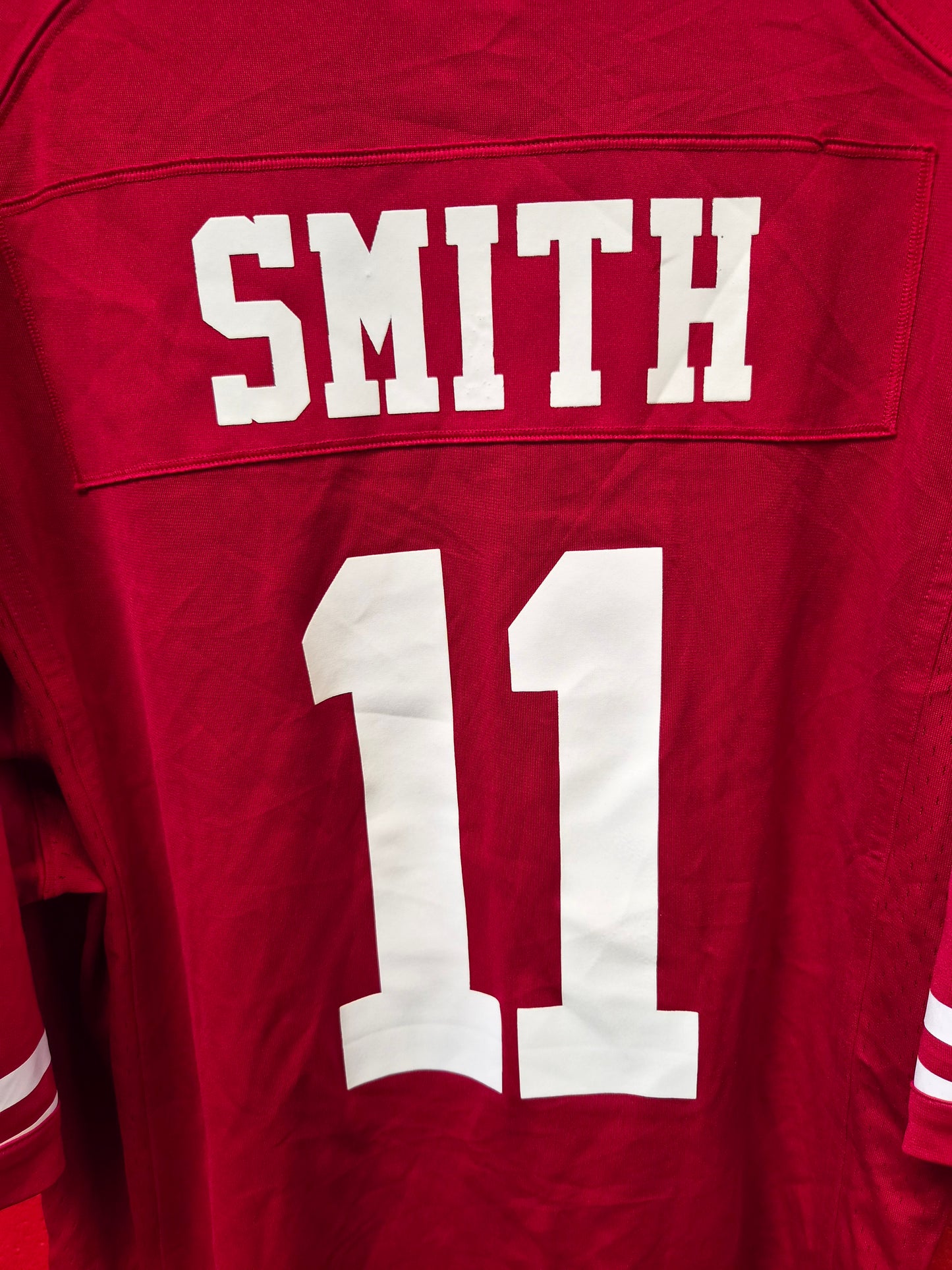 Nike San Francisco 49ers NFL Jersey, #11 Smith, Red, Size XL