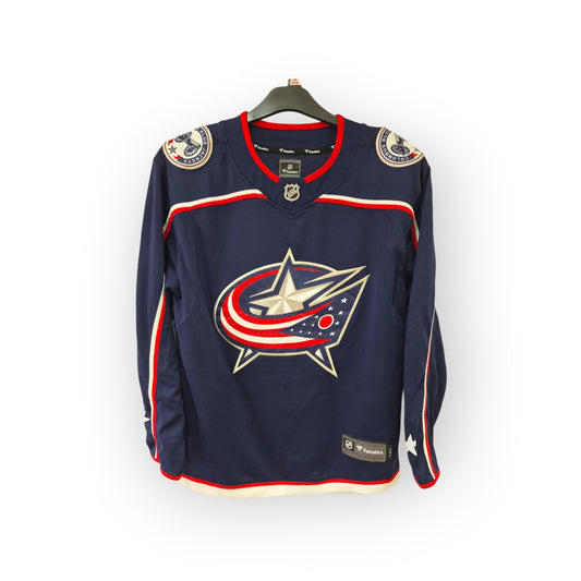 Fanatics Columbus Blue Jackets NHL Hockey Jersey, Navy, Size Small