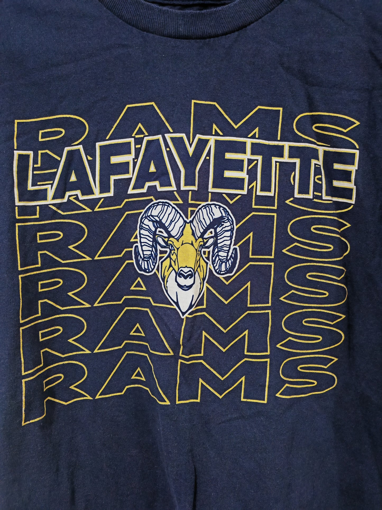 Unbranded (No Label) Lafayette Rams High School T Shirt, Navy Blue, Size Medium