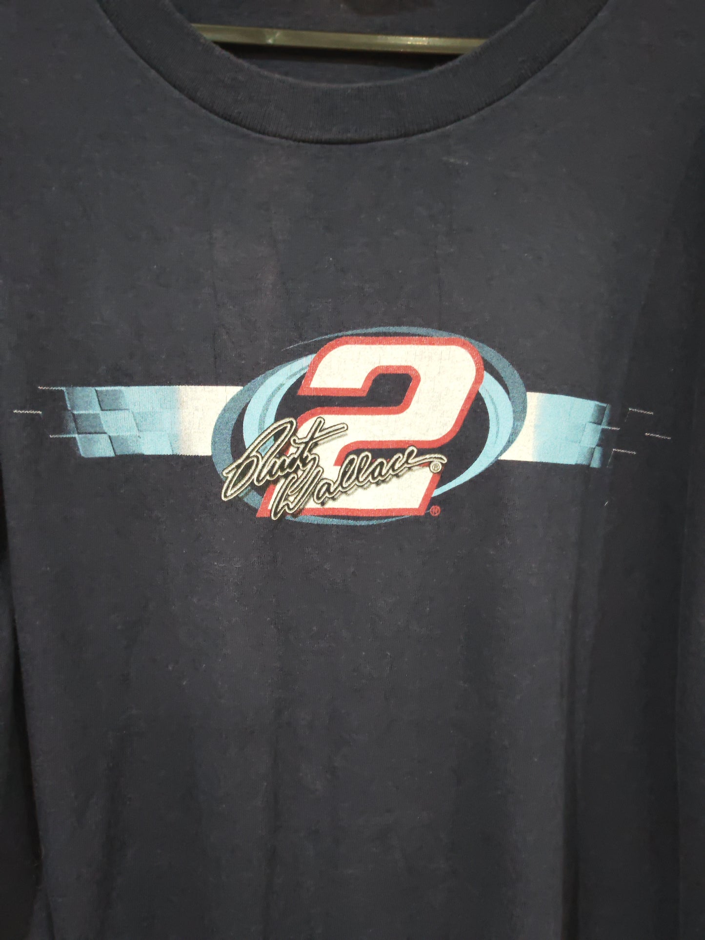 Winners Circle Rusty Wallace NASCAR Short Sleeve T Shirt, Navy Blue, Size XL
