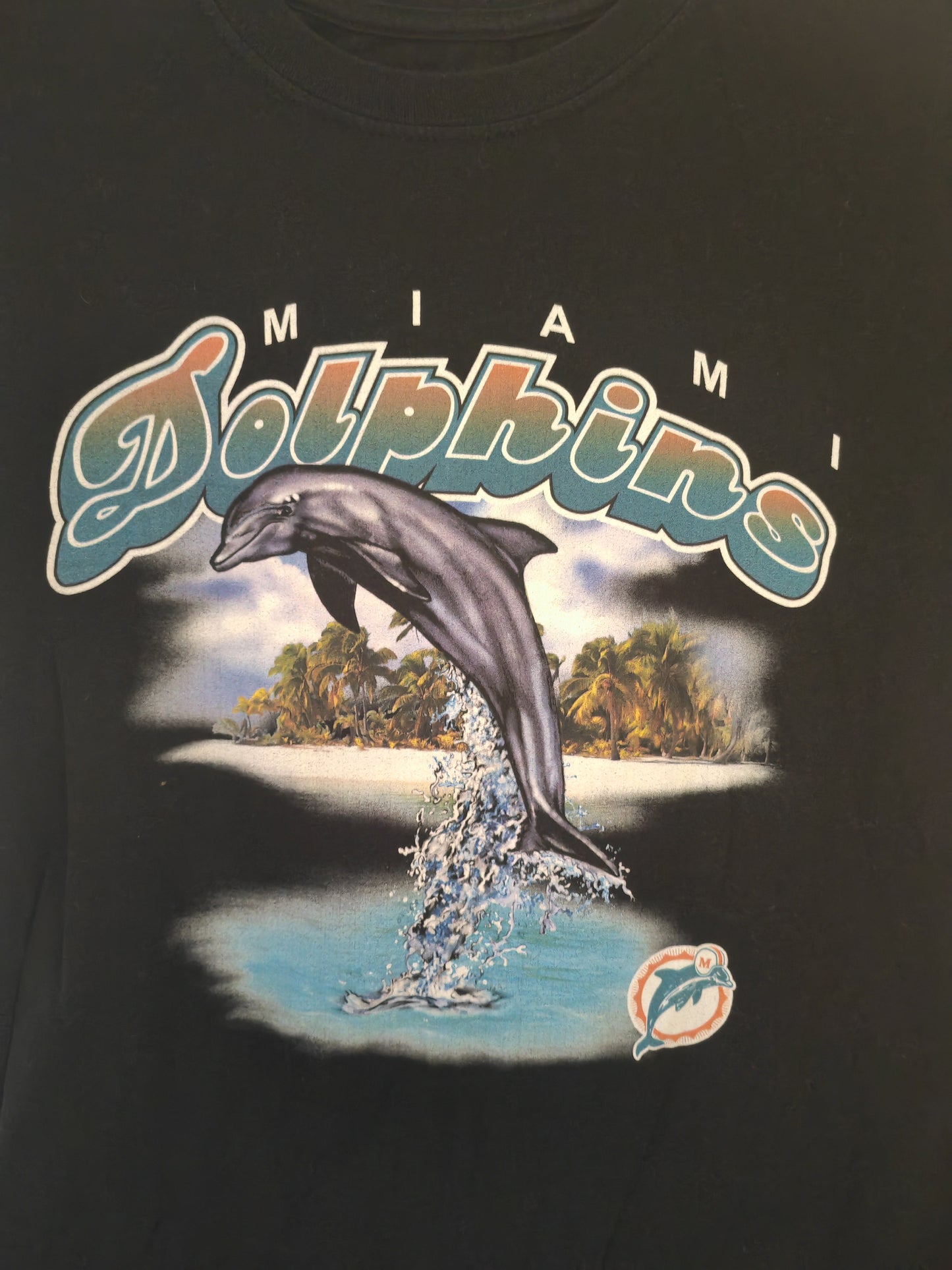Mitchell & Ness Miami Dolphins Throwback NFL T Shirt, Black, Size Medium