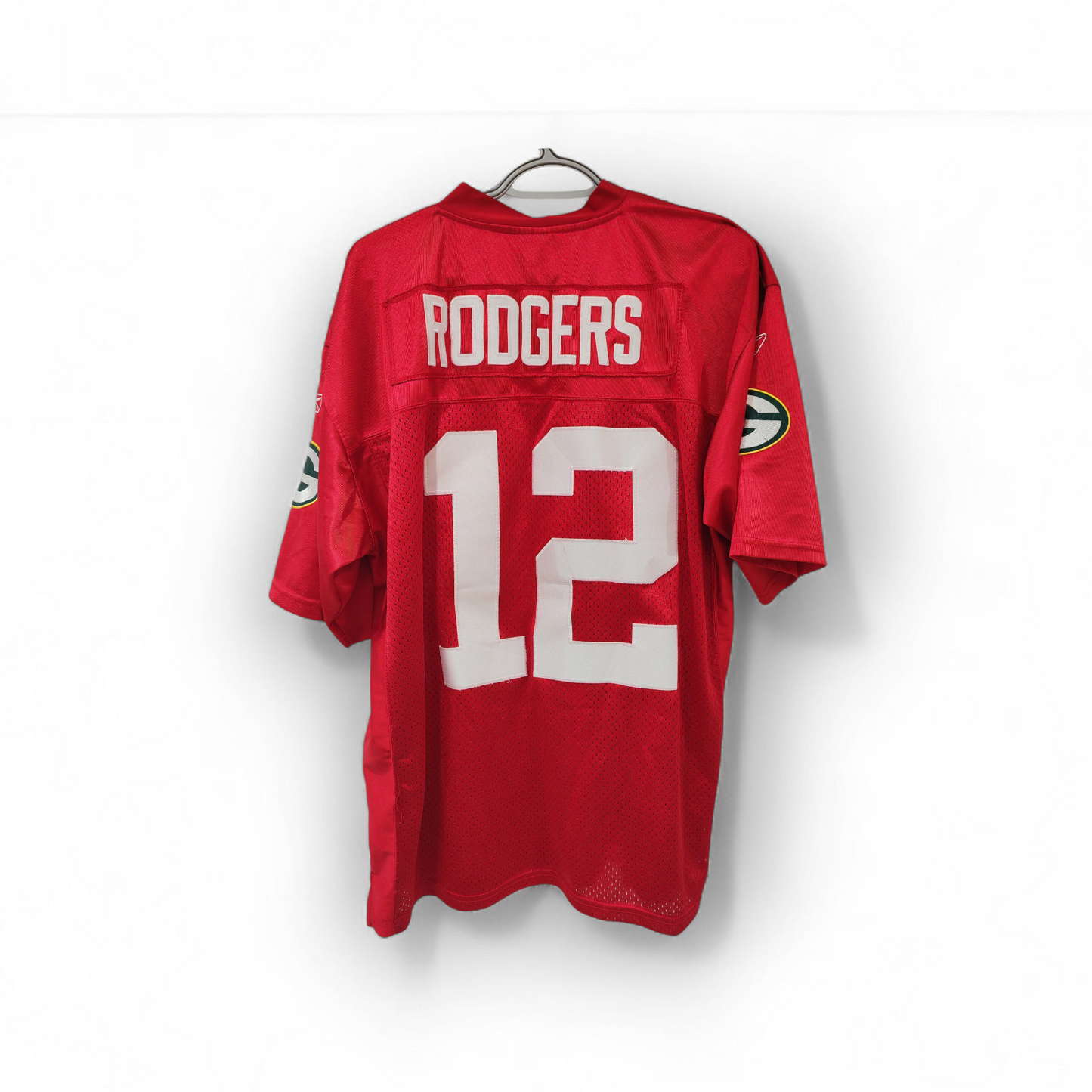 Reebok Green Bay Packers NFL Jersey, #12 Rodgers, Red, Size 50 Large