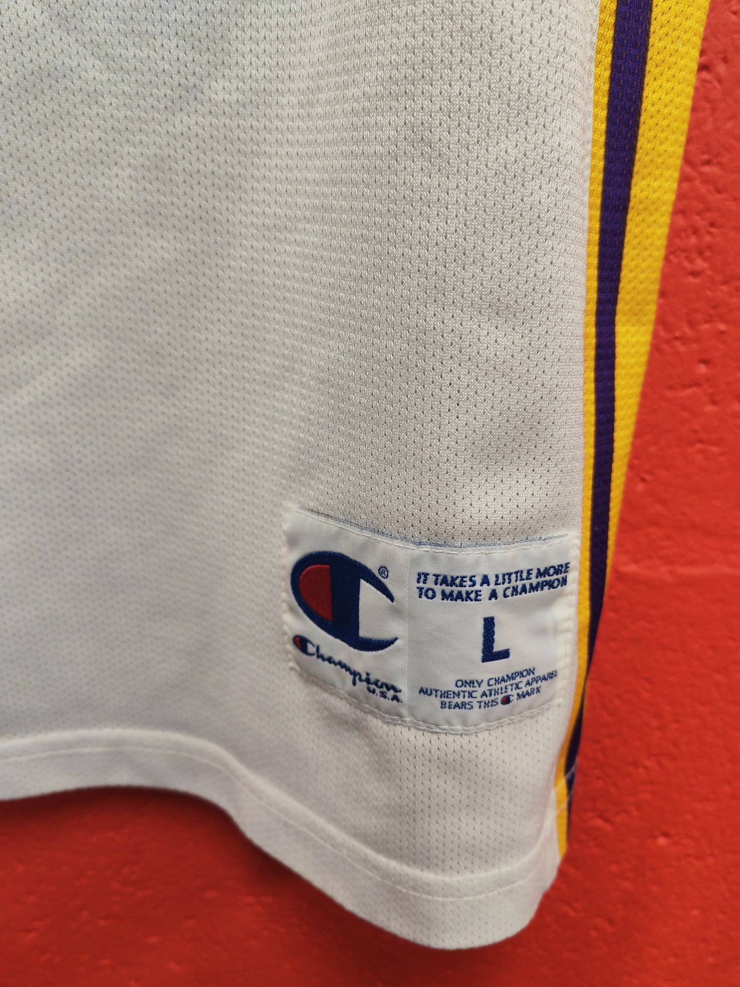 Champion Los Angeles Lakers NBA Jersey, #8 Bryant, White, Size Large