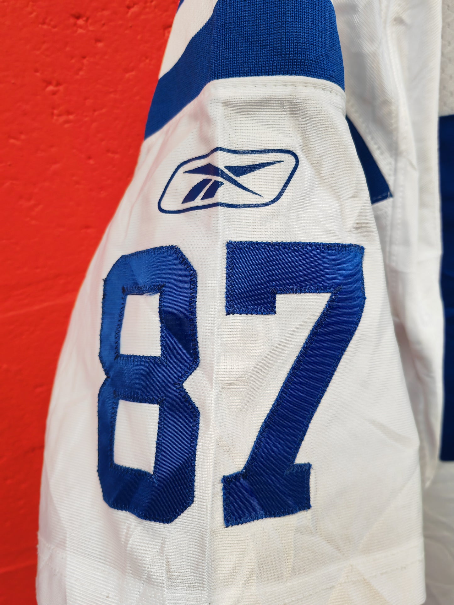 Reebok Indianapolis Colts NFL Jersey, #87 Wayne, White, Size Medium +2 Length