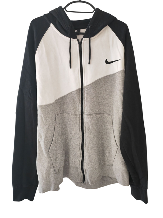 Nike Full Zip, Long Sleeve Casual Hoodie, Grey/White/Black, Size XL