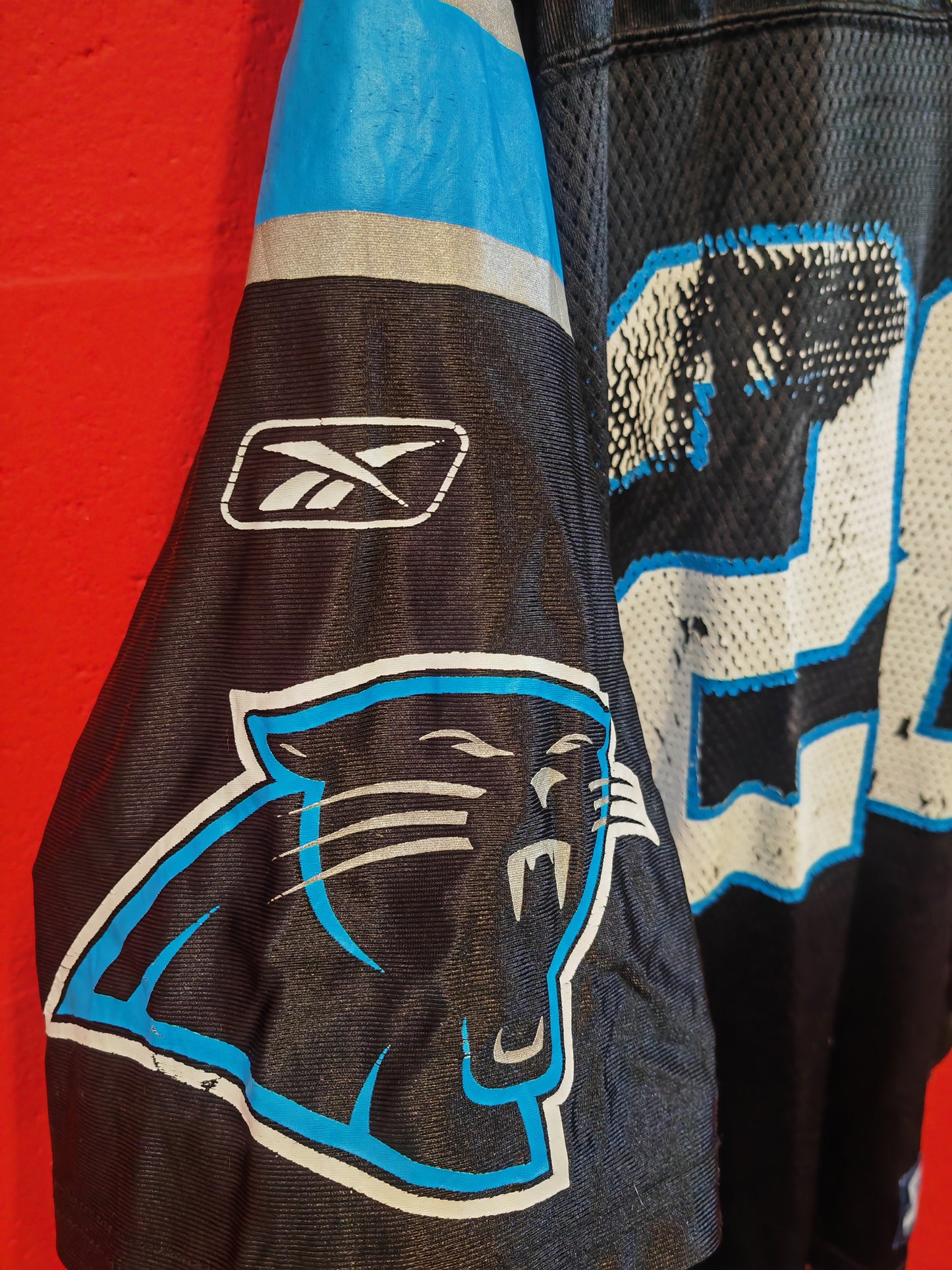 Reebok Carolina Panthers NFL Jersey, #28 Stewart, Black, Size Large