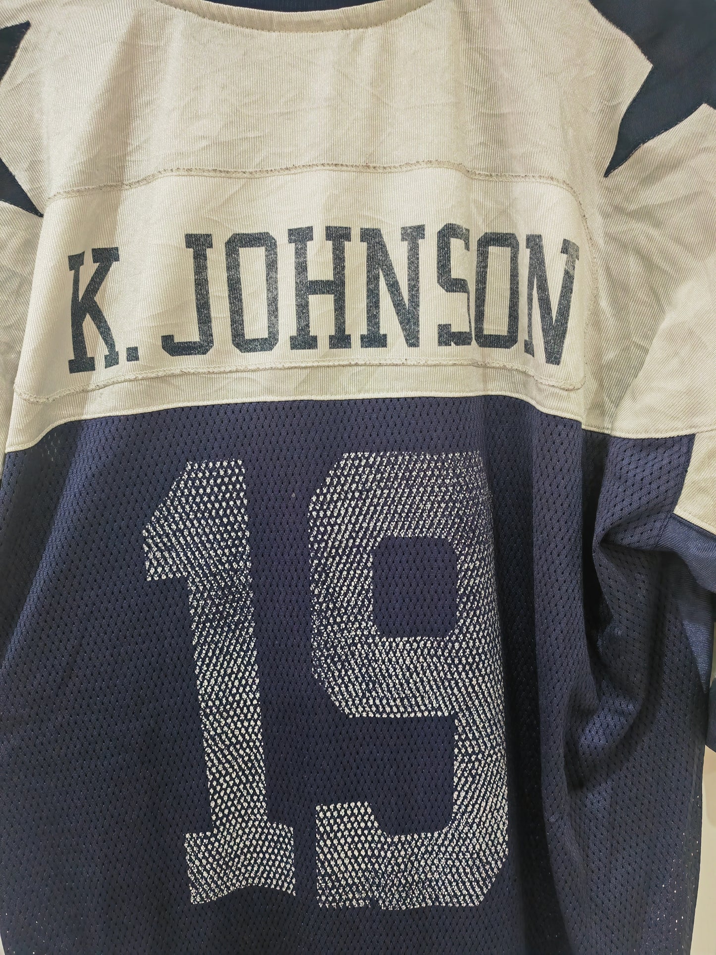 Reebok Throwback Dallas Cowboys NFL Jersey, #19 K. Johnson, Navy Blue, Size XXL
