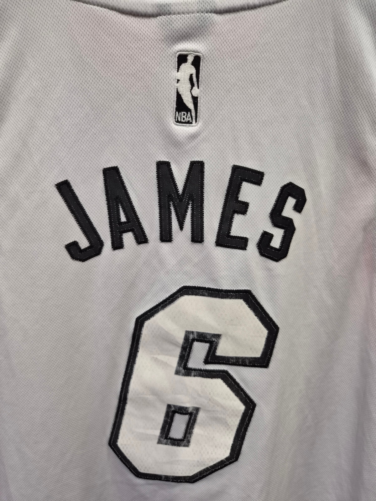 Adidas Miami Heat NBA White Hot Jersey, #6 James, White, Size L+2 Length