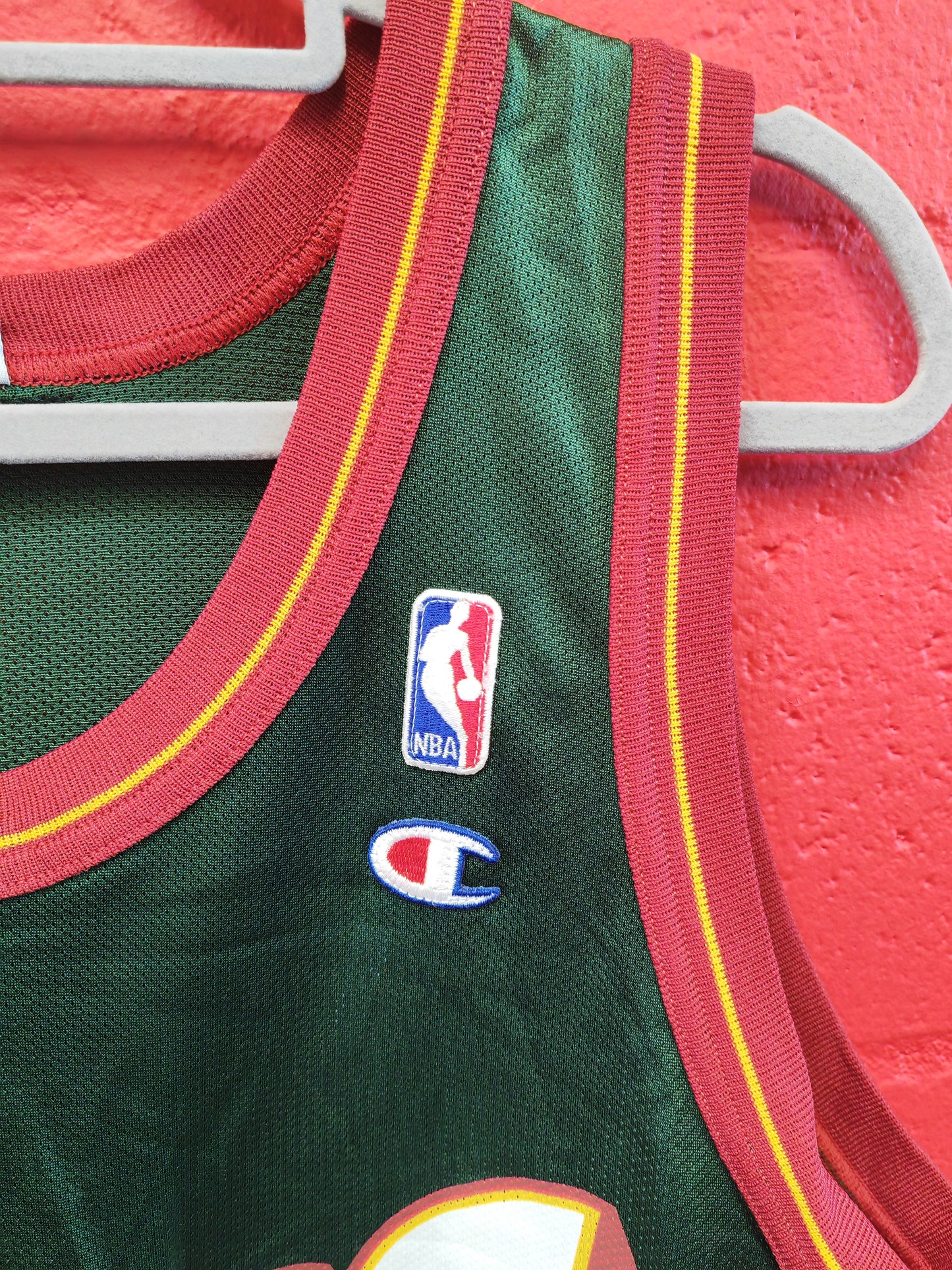 Champion Seattle Supersonics NBA Jersey, #40 Kemp, Green, Size 44 M/L
