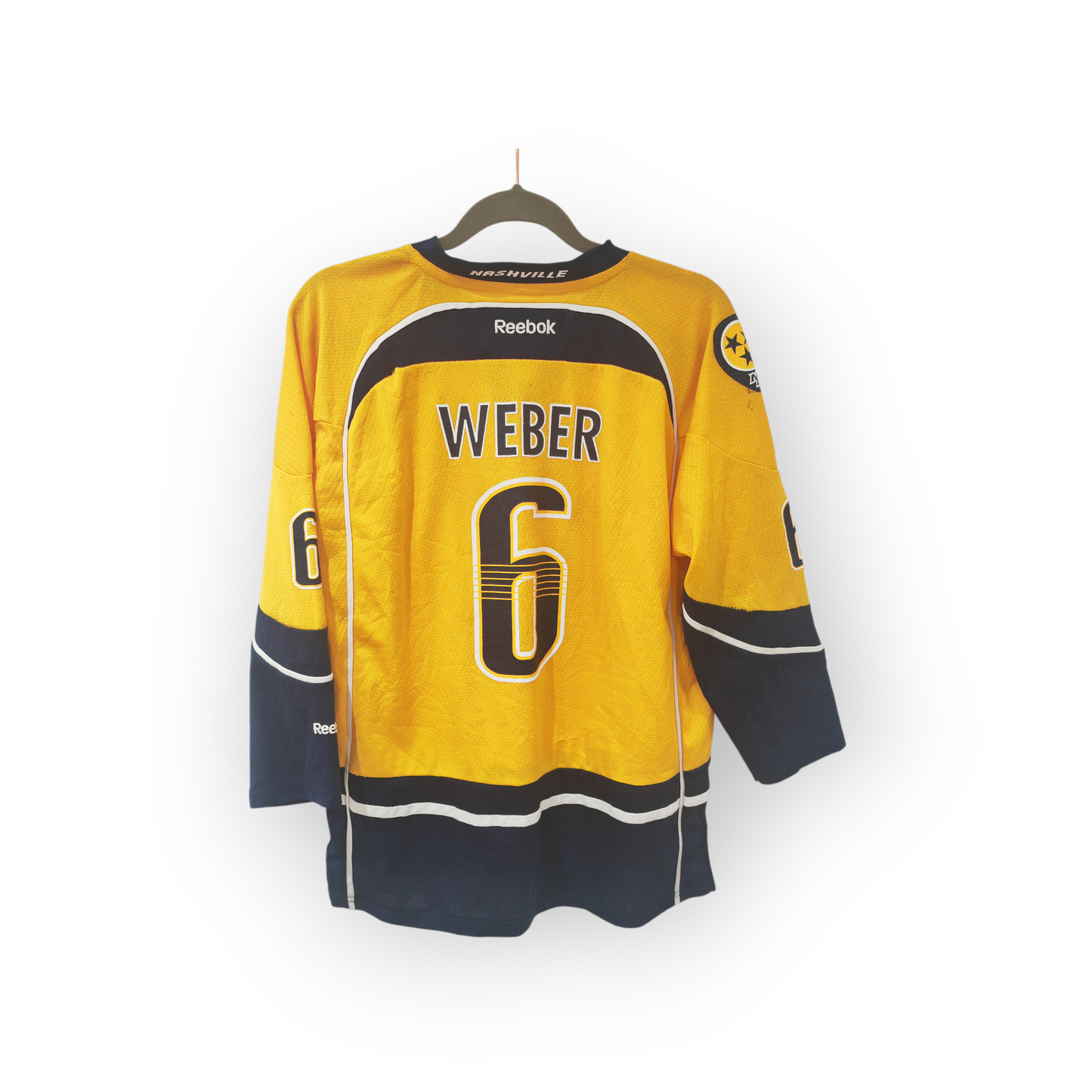 Youth Reebok Nashville Predators NHL Hockey Jersey, #6 Weber, Yellow, Size YL/XL