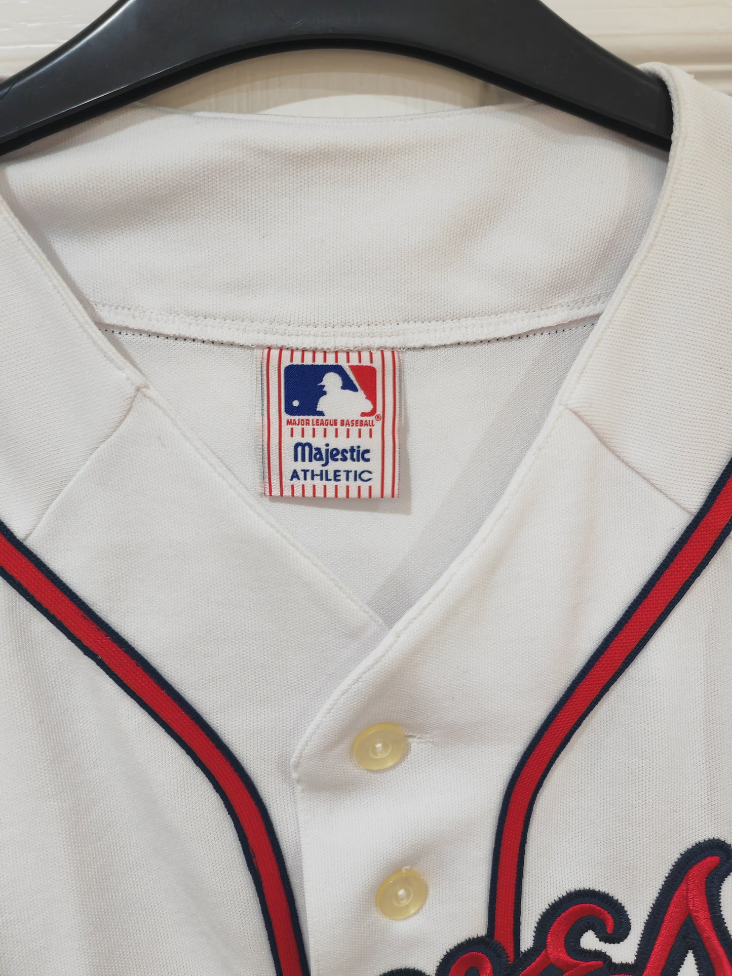 Majestic Atlanta Braves MLB Baseball Jersey, White, Size Large