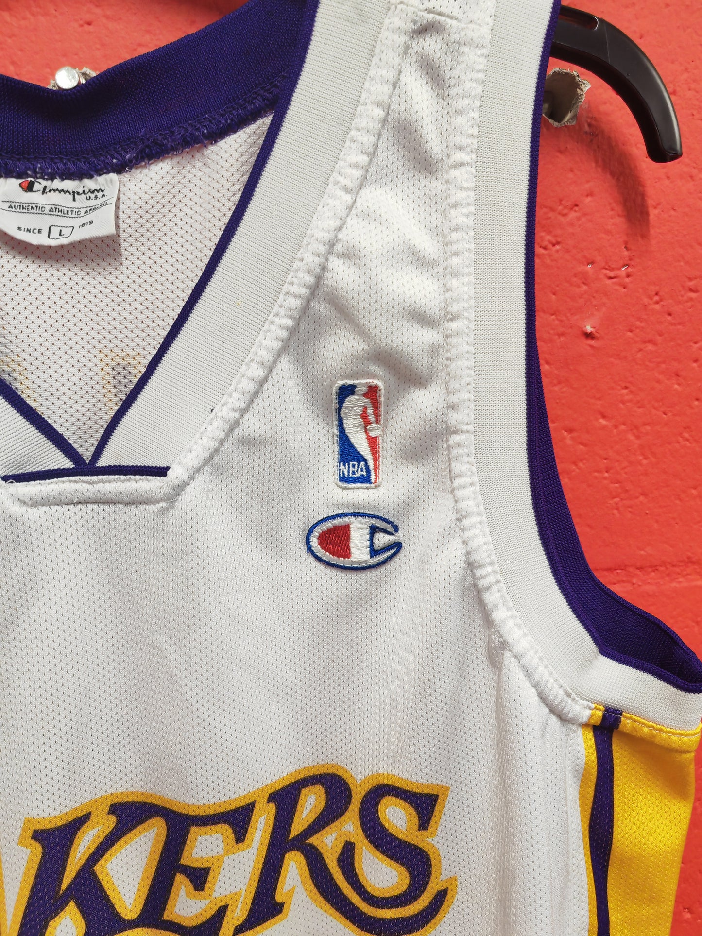 Champion Los Angeles Lakers NBA Jersey, #8 Bryant, White, Size Large