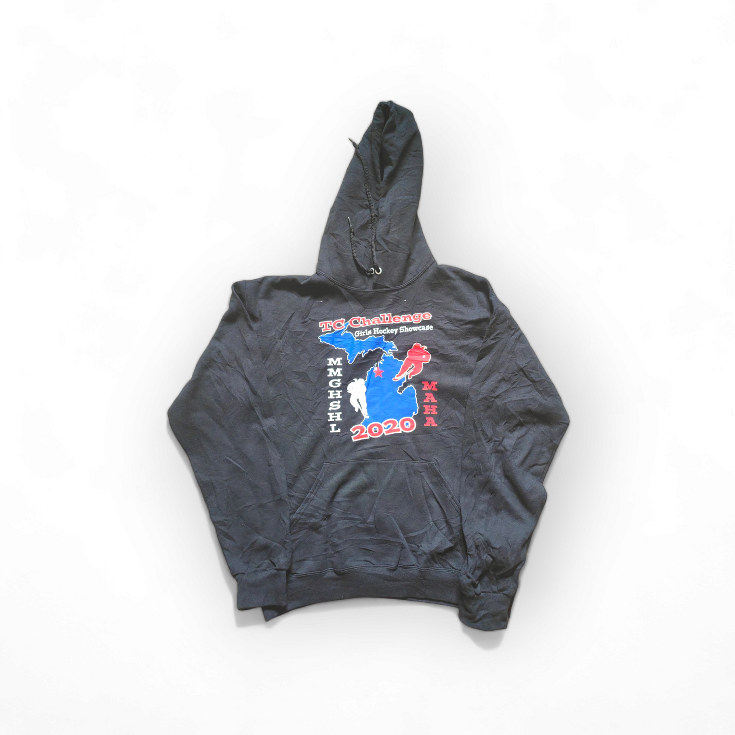 Jerzees Girls Hockey Showcase Pullover Hoodie, Black, Size Medium