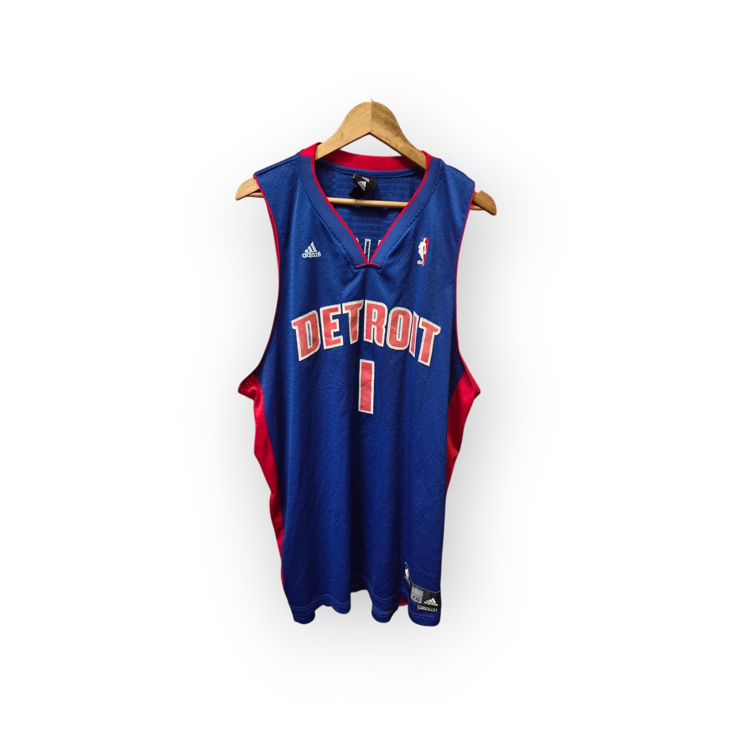 Adidas Detroit Pistons NBA Jersey, #1 Billups, Blue, Size XXL +2 Length