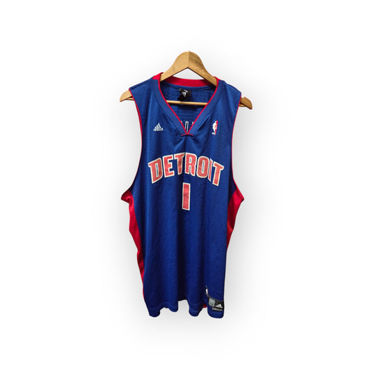 Adidas Detroit Pistons NBA Jersey, #1 Billups, Blue, Size XXL +2 Length
