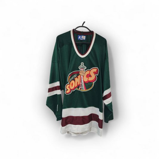 Starter Seattle Supersonics NBA Hockey Style Jersey, Green, Size Large