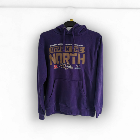 Fanatics Baltimore Ravens NFL 2018 AFC North Champs Hoodie, Purple, Size Small