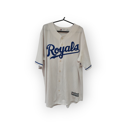 Majestic Kansas City Royals MLB Jersey, #07 Carnegie, White, Size Large