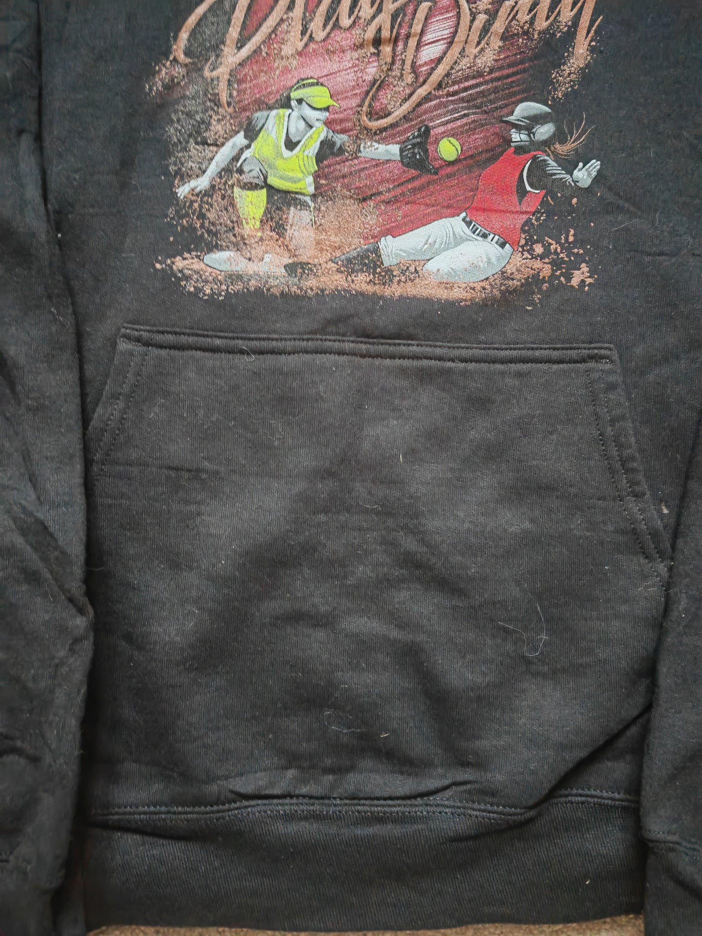 Port & Company Softball Pullover Hoodie, Black, Size Small