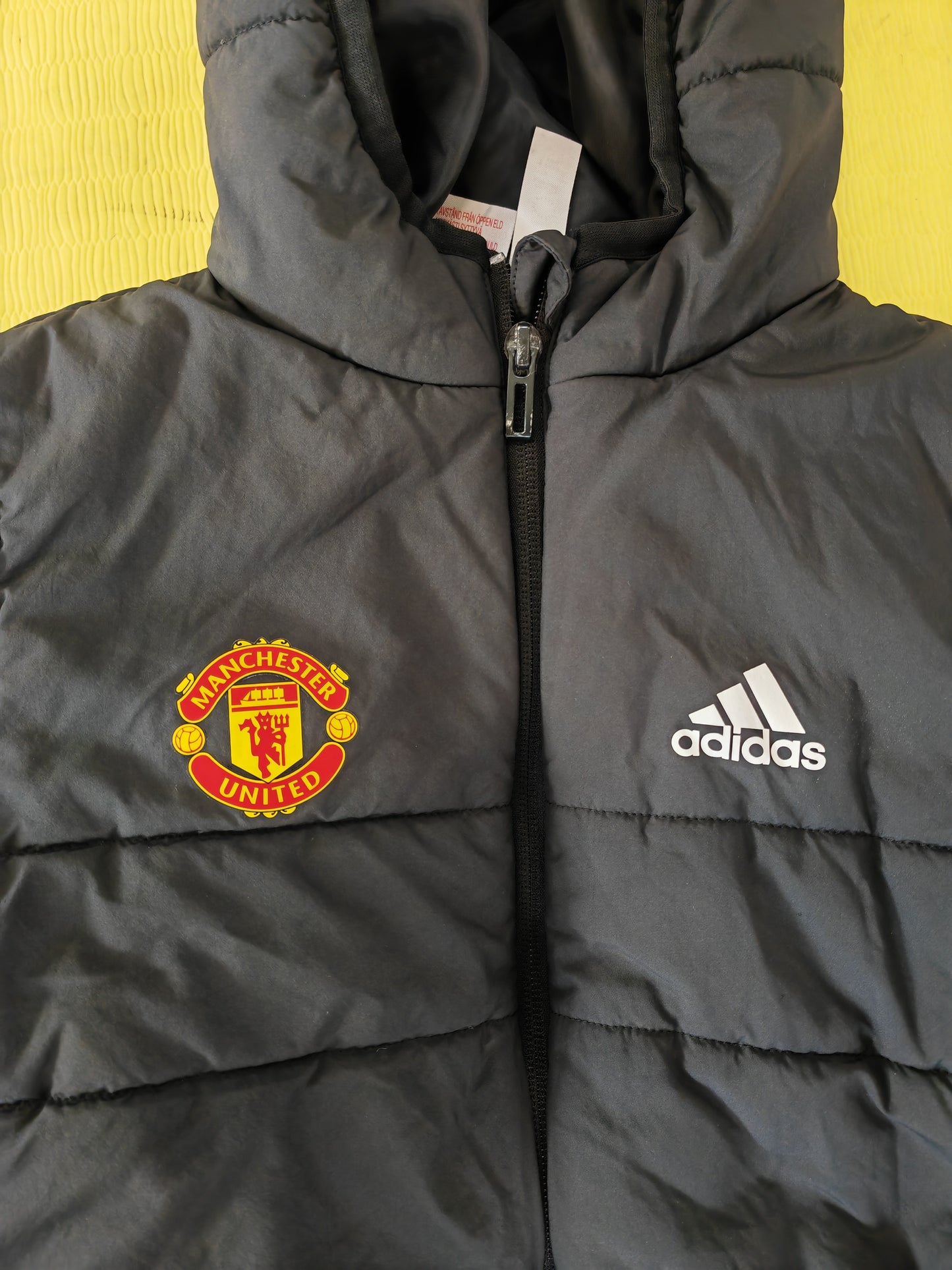 Youth Adidas Manchester United Thick Full Zip Hooded Coat, Black, Size 8-9 Years