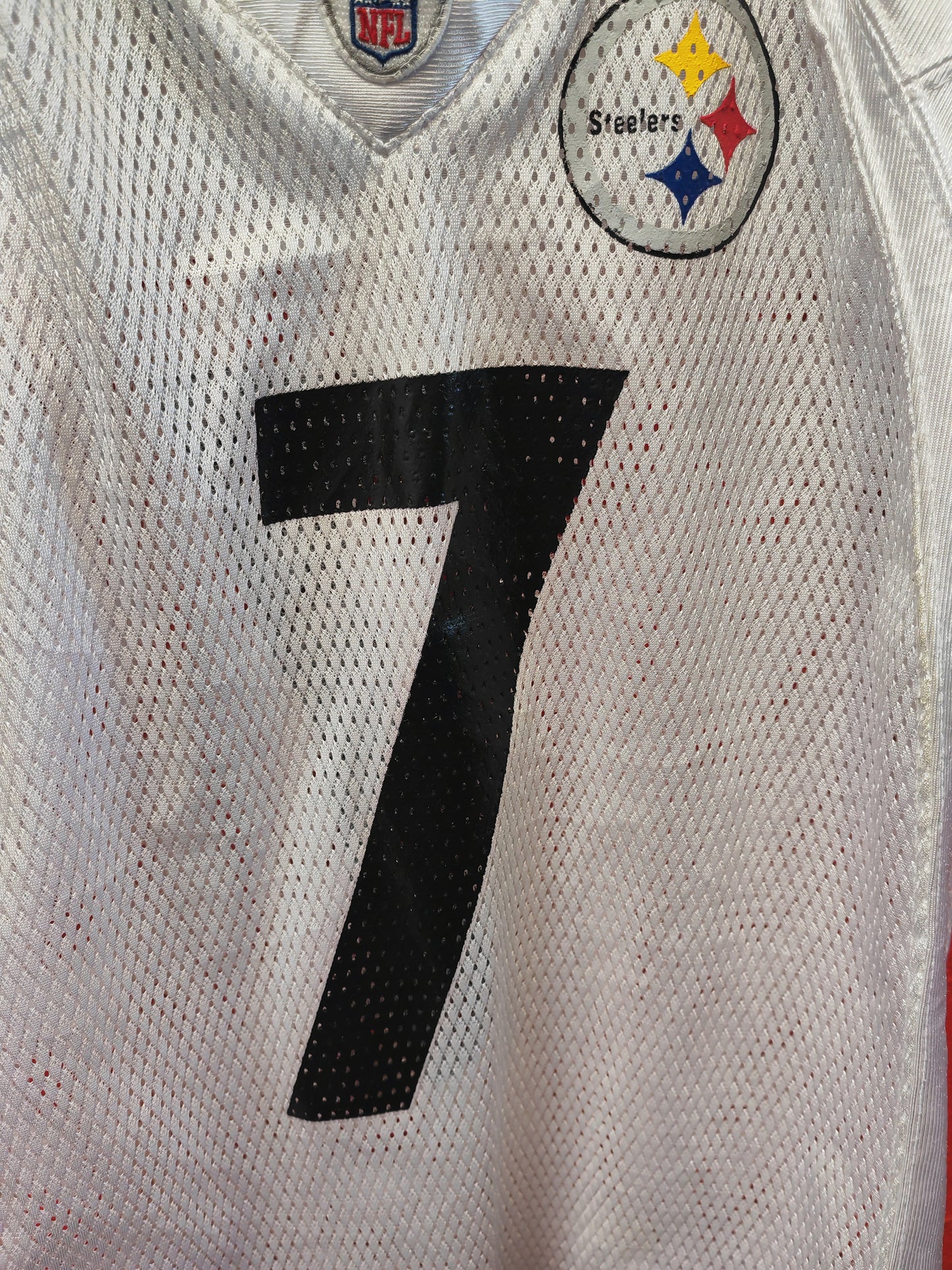 Youth Reebok Pittsburgh Steelers NFL Jersey, #7 Roethlisberger, White, Size YM