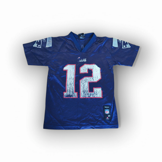 Youth Reebok New England Patriots NFL Jersey, #12 Brady, Navy Blue, Size YM