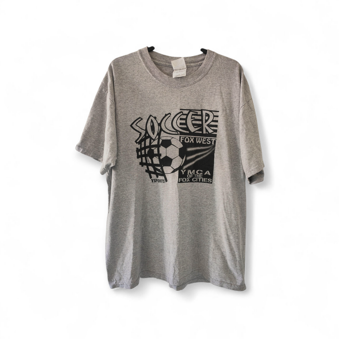 Gildan Fox West Soccer Short Sleeve T Shirt, Grey, Size XL