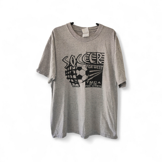 Gildan Fox West Soccer Short Sleeve T Shirt, Grey, Size XL