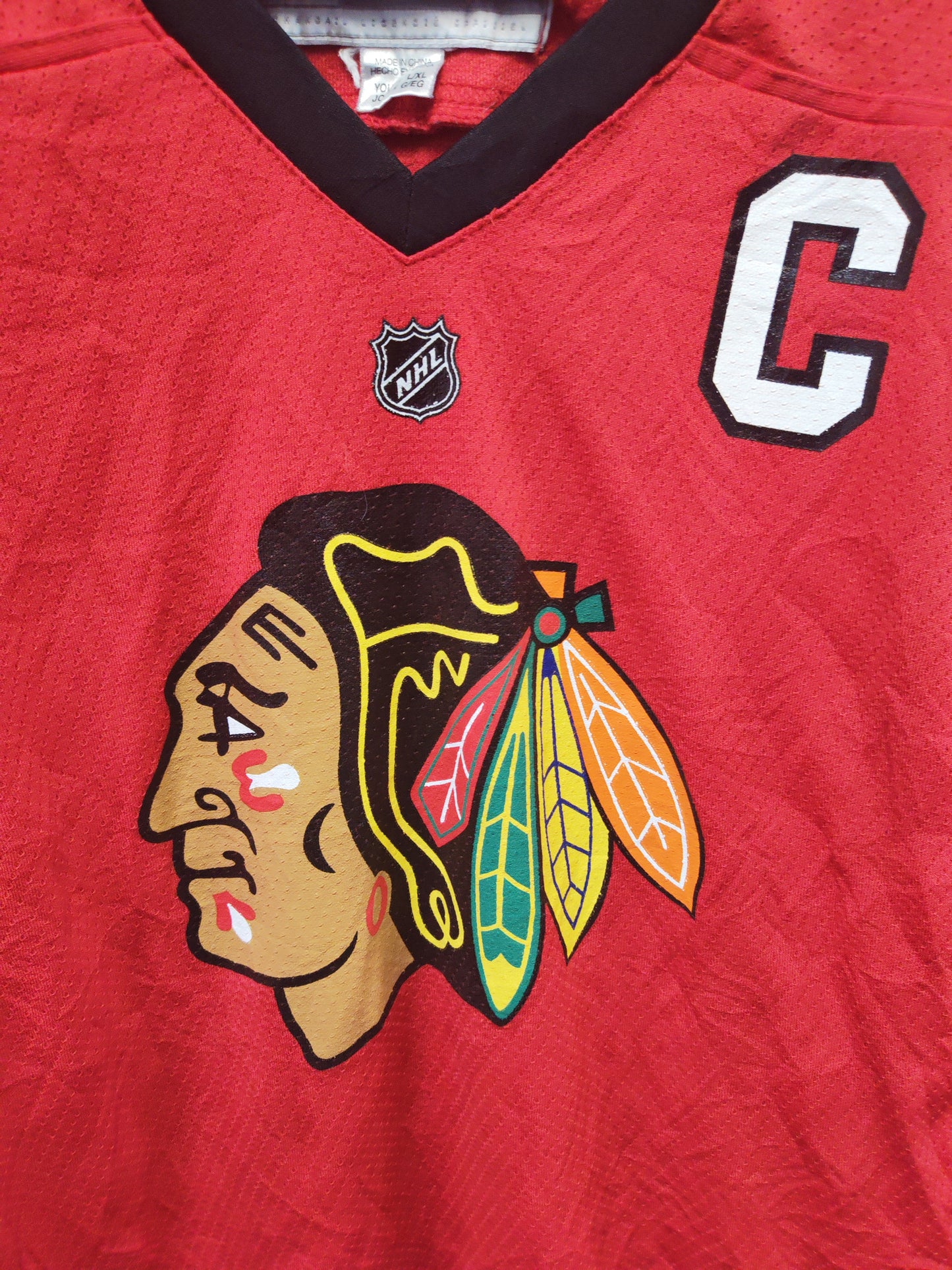 Youth Reebok Chicago Blackhawks NHL Hockey Jersey, #19 Toews, Red, Size YL/XL