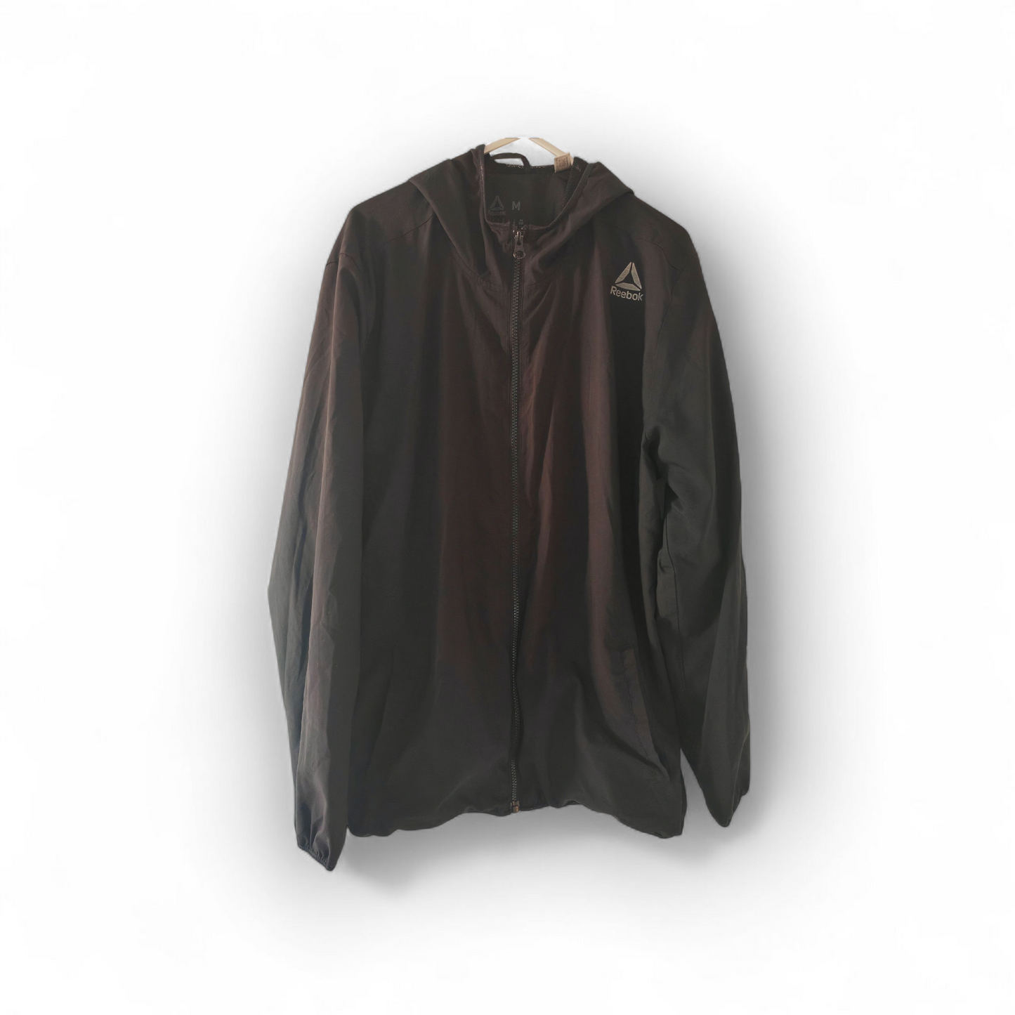 Reebok Full Zip Hooded Track Style Jacket, Black, Size Medium