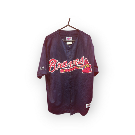 Majestic Atlanta Braves MLB Jersey, #10 C.Jones, Navy, Size Large