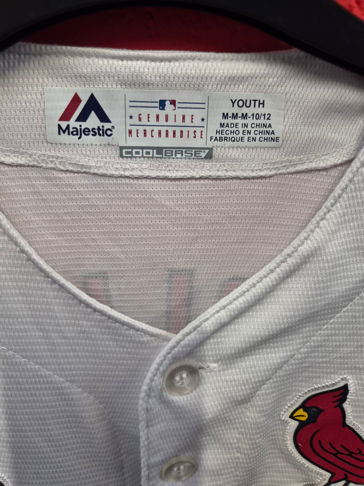 Youth Majestic St Louis Cardinals MLB Baseball Jersey, #4 Molina, White, Size YM