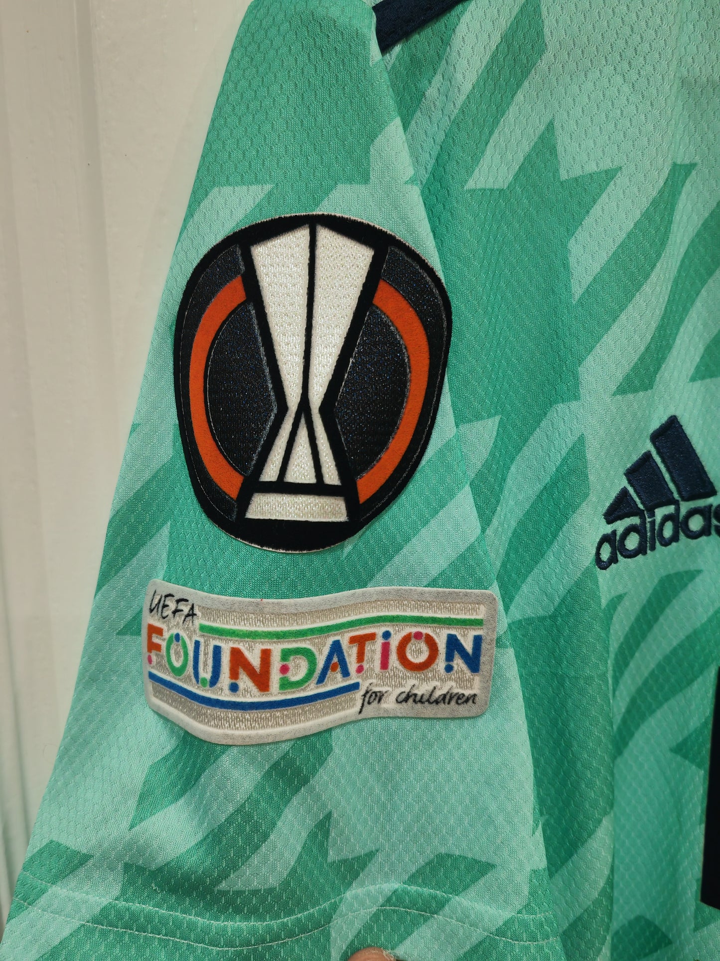 Adidas Leicester City FC 2021/22 Away Shirt With Europa League Patch, Green, Small