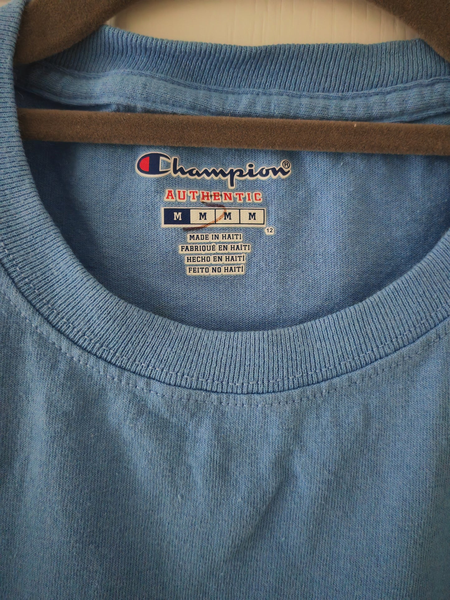 Champion Plain Short Sleeve T Shirt, Blue, Size Small