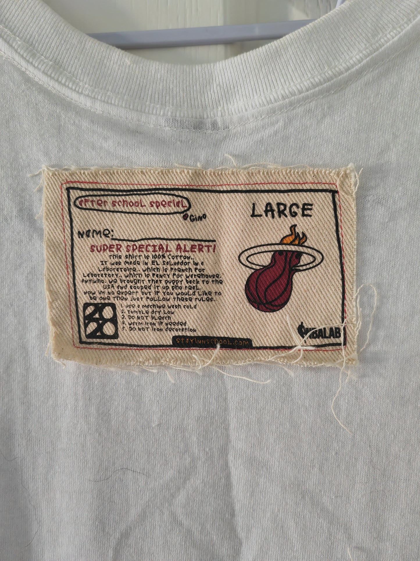 NBA Lab Miami Heat Short Sleeve T Shirt, White, Size Large