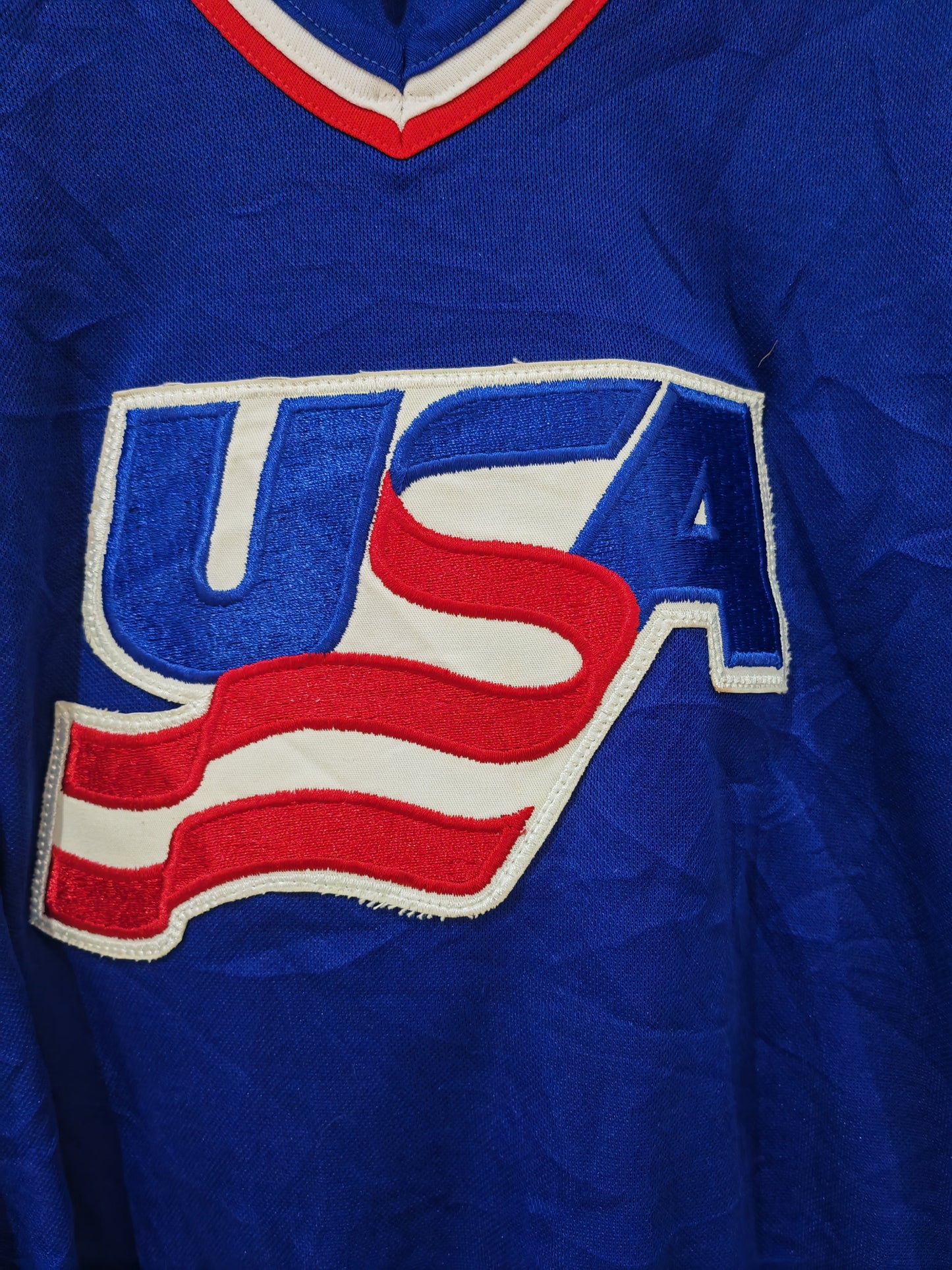 CCM Vintage USA Ice Hockey Jersey, Blue, Size Large